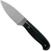 LT Wright Patriot, A2, Polished Black Micarta, Blue Liners, Leather sheath, outdoormes