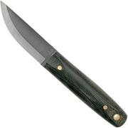 LT Wright Pronghorn, O1, Matte Black Micarta, Leather sheath, couteau de bushcraft