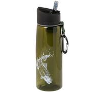 LifeStraw Go 2-stage water bottle with filter, dark green with fish print