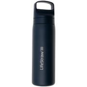 LifeStraw Go Aegean Sea GOST-530ML-SEA Stainless Steel, garrafa de água com filtro de 2 fases, 530 ml