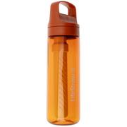 LifeStraw Go Kyoto Orange GO-650ML-ORG BPA-Free Plastic, botella de agua con filtro de 2 fases, 650 ml