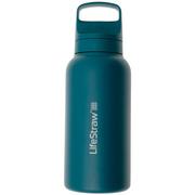 LifeStraw Go Laguna Teal GOST-1L-TEAL Stainless Steel, botella de agua con filtro de 2 fases, 1L