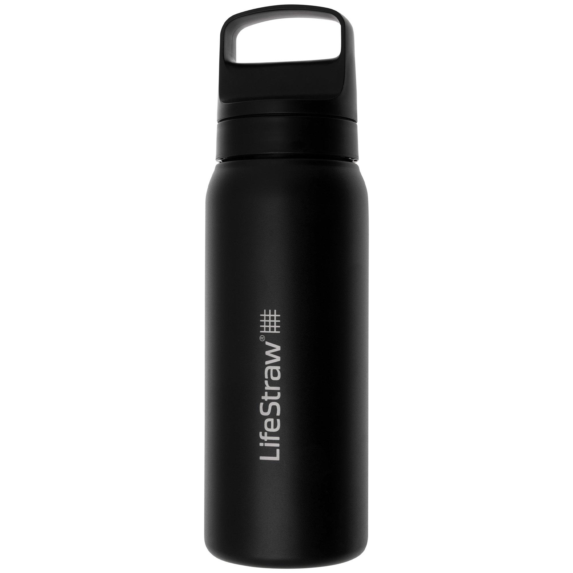 LifeStraw Go Nordic Noir GOST-650ML-NOIR Stainless Steel, gourde avec filtre de niveau 2, 650 ml