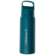 LifeStraw Go Laguna Teal GOST-650ML-TEAL Stainless Steel, Wasserflasche mit 2-Stage Filter, 650 ml