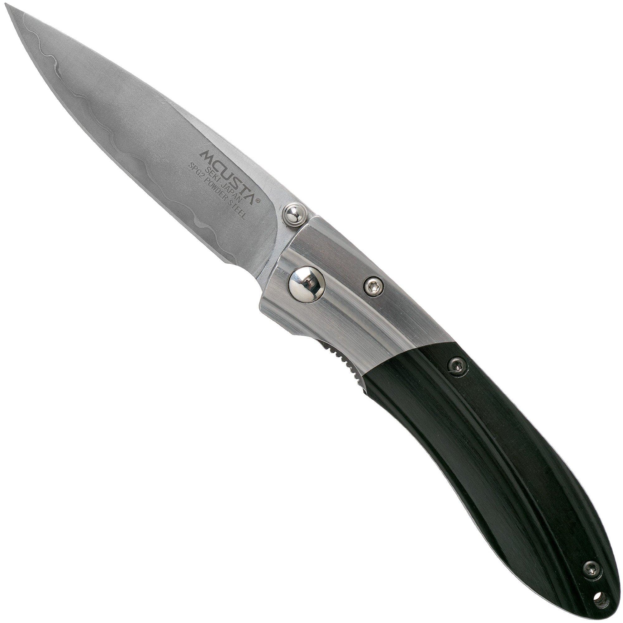 Mcusta MC-142G Ripple, SPG2 Black Pakka Wood navaja