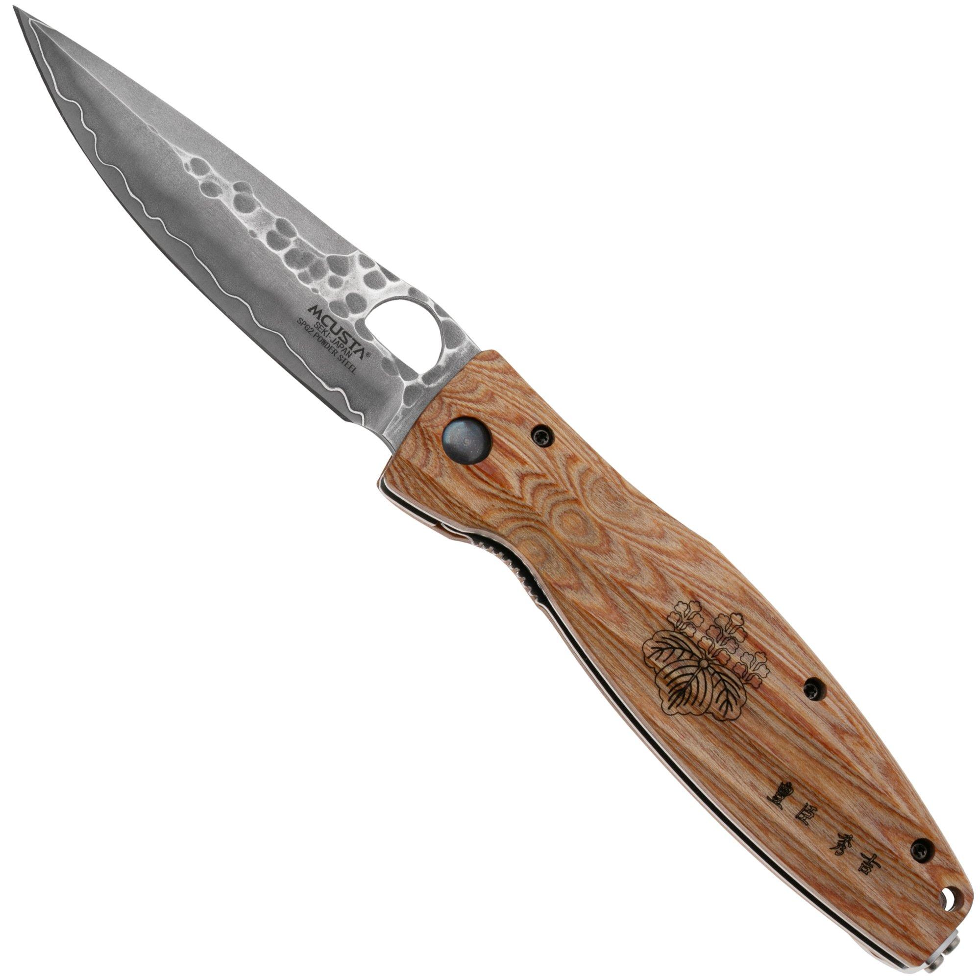 Nóż dżentelmeński Mcusta MC-0182G Sengoku Toyotomi Hideyoshi SPG2, yellow pakka wood
