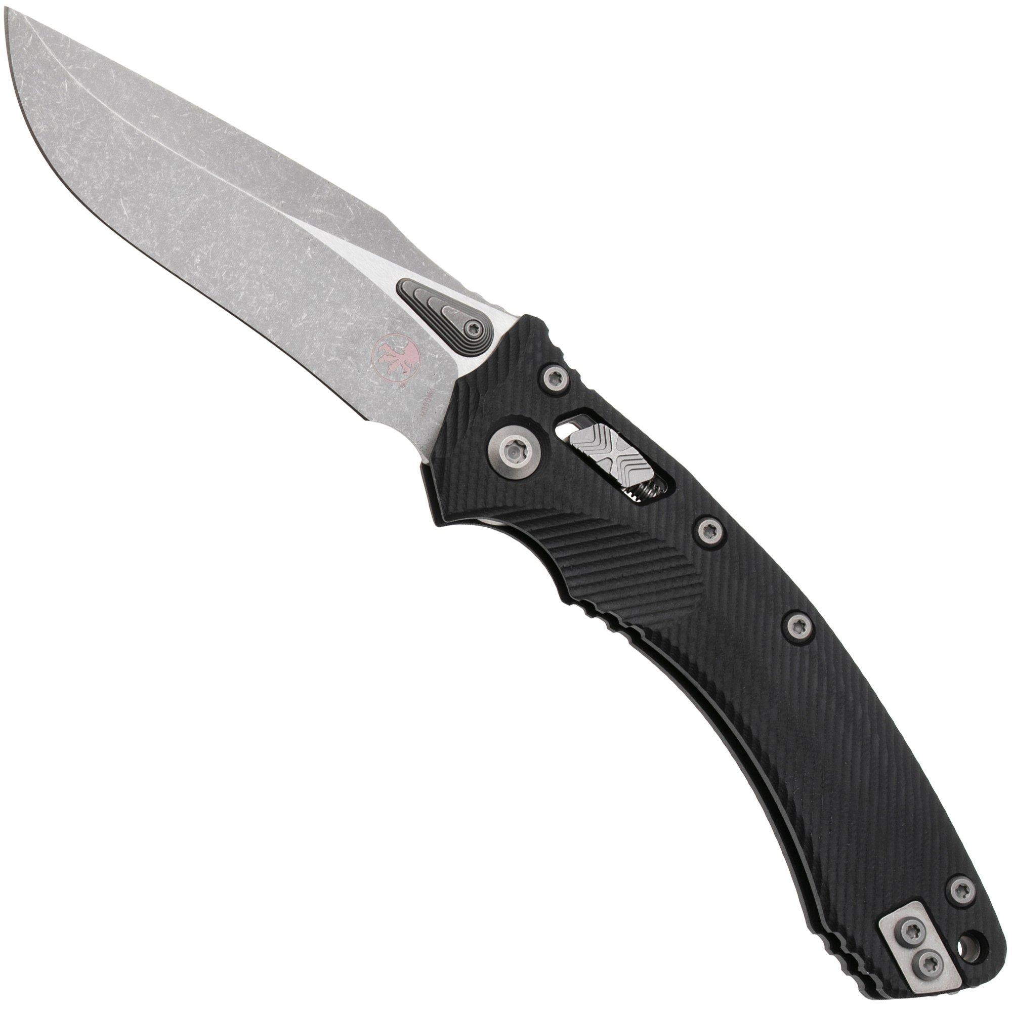 Microtech Amphibian 137RL-10APFLGTBK, Apocalyptic Stonewashed M390MK, Fluted Black G10 pocket knife