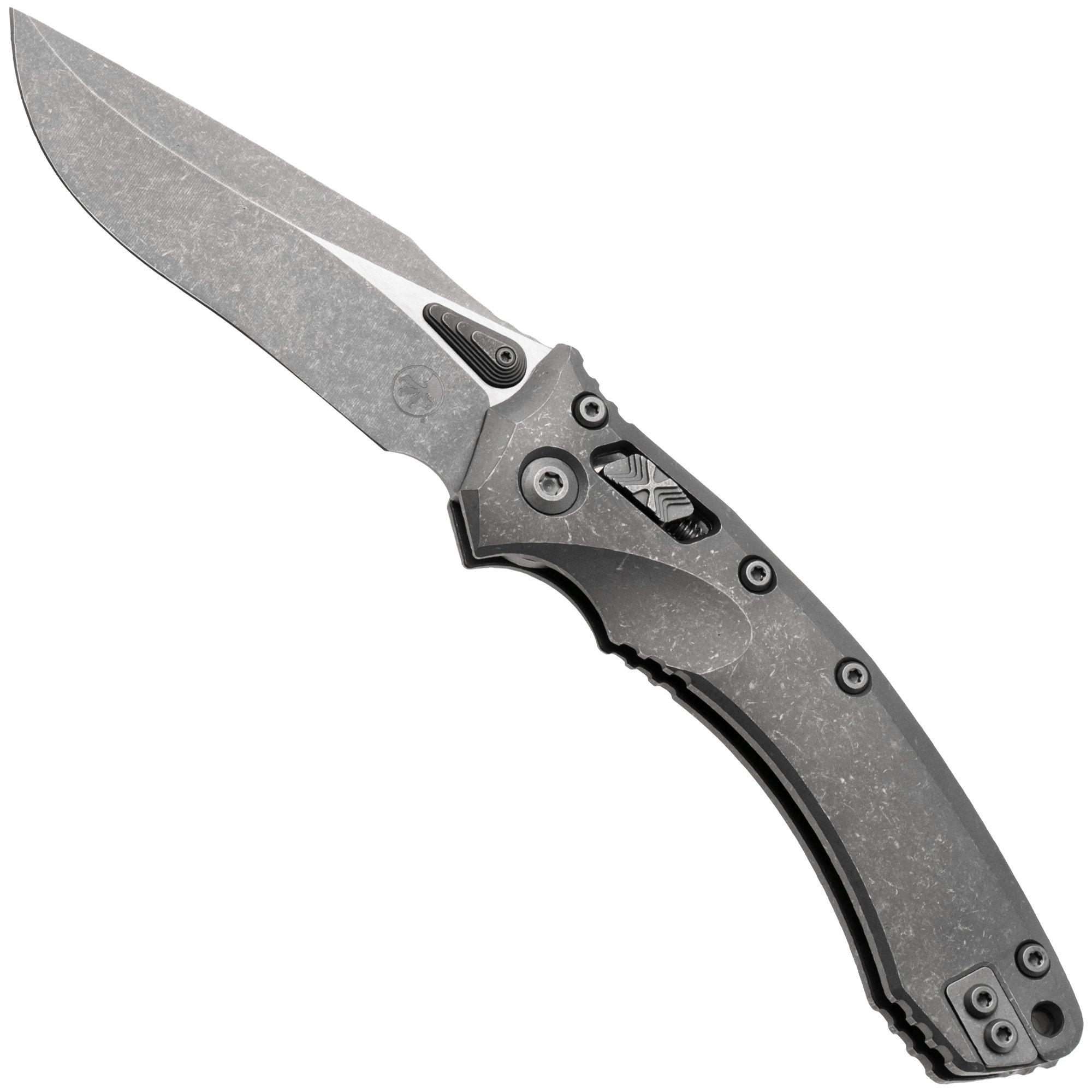 Microtech Marfione Select Amphibian 137RL-10APMS1, Apocalyptic Stonewashed M390MK, Apocalyptic Slab Titanium pocket knife, Tony Marfione design