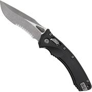 Microtech Amphibian 137RL-11APFLGTBK, Apocalyptic Stonewashed M390MK, Fluted Black G10, couteau de poche semi dentelé