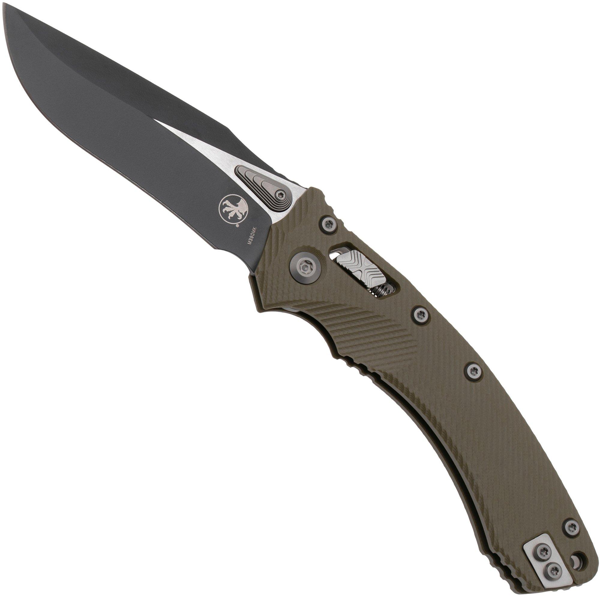 Microtech Amphibian 137RL-1FLGTOD, Two Tone Black M390MK, Fluted OD-Green G-10 coltello da tasca