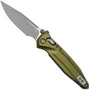 Afbeelding voor Microtech Socom Delta Ram-Lok 159RL-10APOD Apocalyptic Stonewashed M390MK Clippoint, OD-Green Standard Aluminum, zakmes