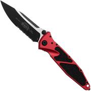Microtech Socom Elite 160-2RD, Two Tone Black M390 Clippoint, Red Aluminum, couteau de poche semi dentelé