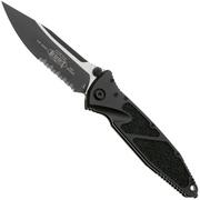 Microtech Socom Elite 160-2T, Two Tone M390 Clippoint, Black Aluminum, Teilwellenschliff Taschenmesser