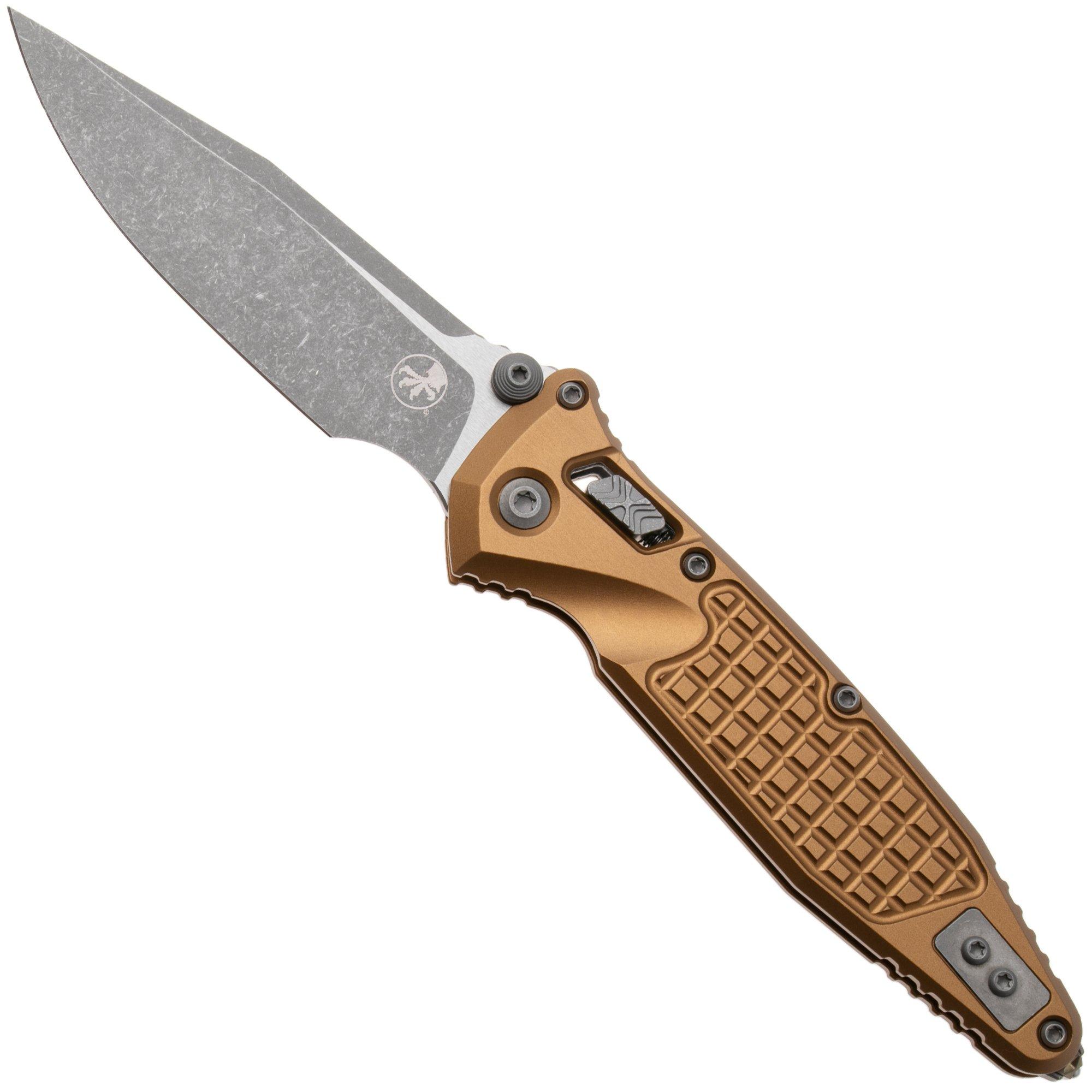 Microtech Socom Ram-Lok 160RL-10APFRTA Apocalyptic Stonewashed M390MK Clippoint, Tan Standard Frag Aluminum, zakmes