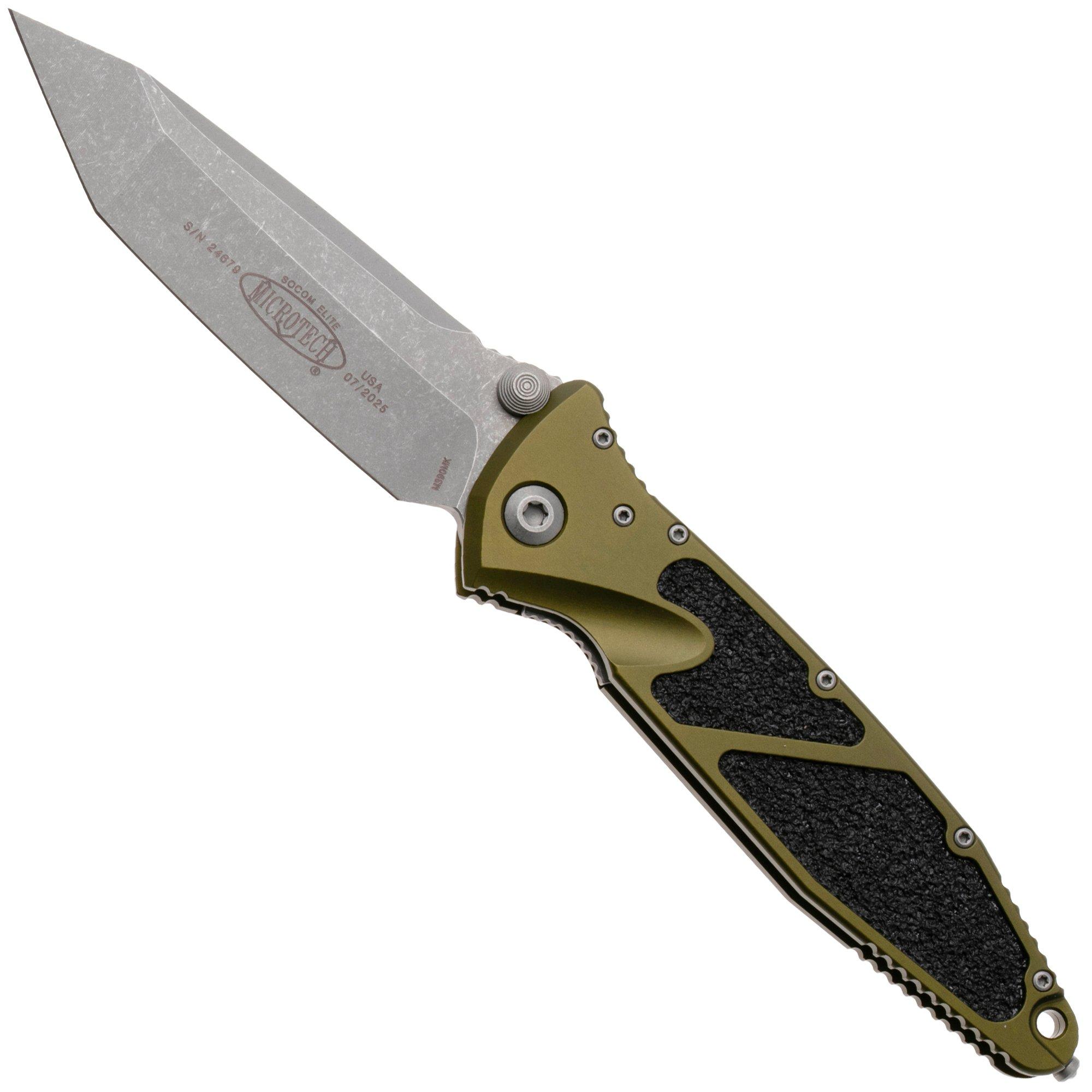 Microtech Socom Elite 161-10APOD, Stonewashed M390 Tanto, OD Green Aluminum pocket knife