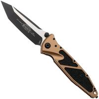 Afbeelding voor Microtech Socom Elite 161-1TA, Two Tone Black M390MK Tanto, Tan Aluminium, zakmes
