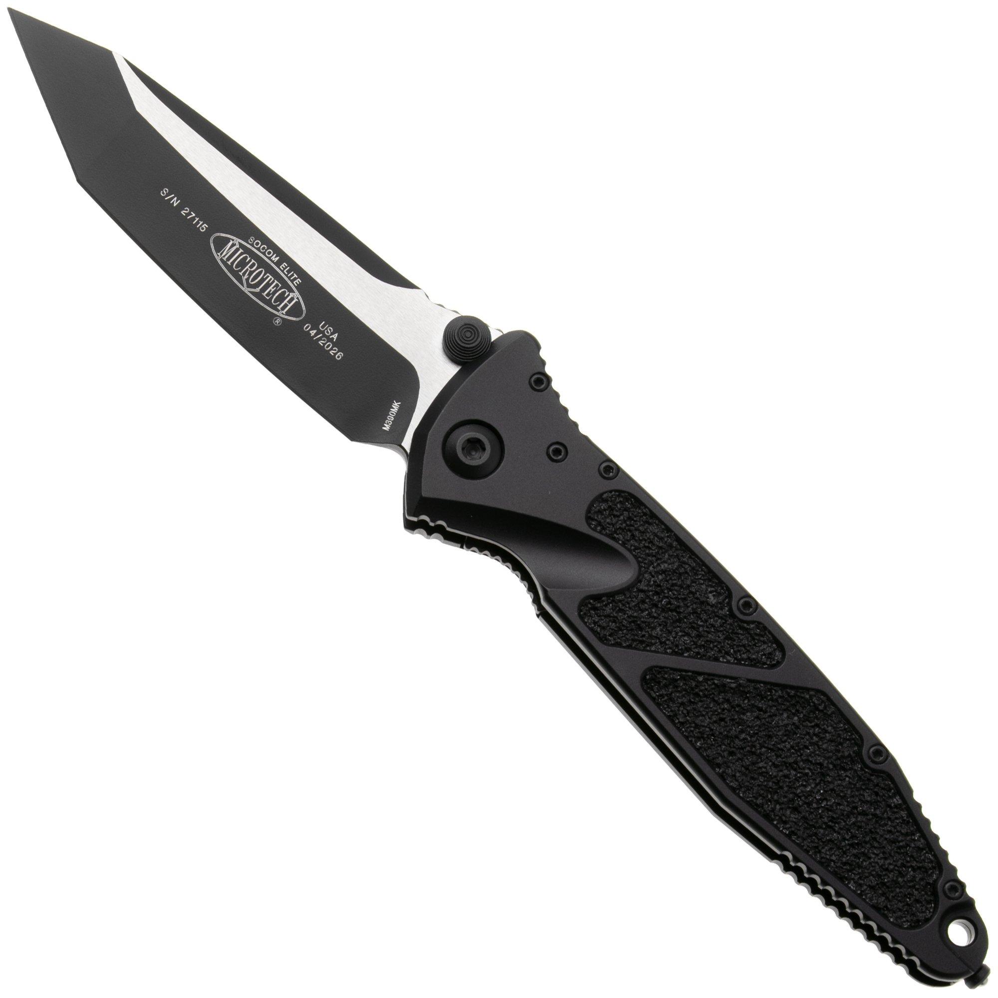Microtech Socom Elite 161-1T, Two Tone Black M390 Tanto, Black Aluminium zakmes