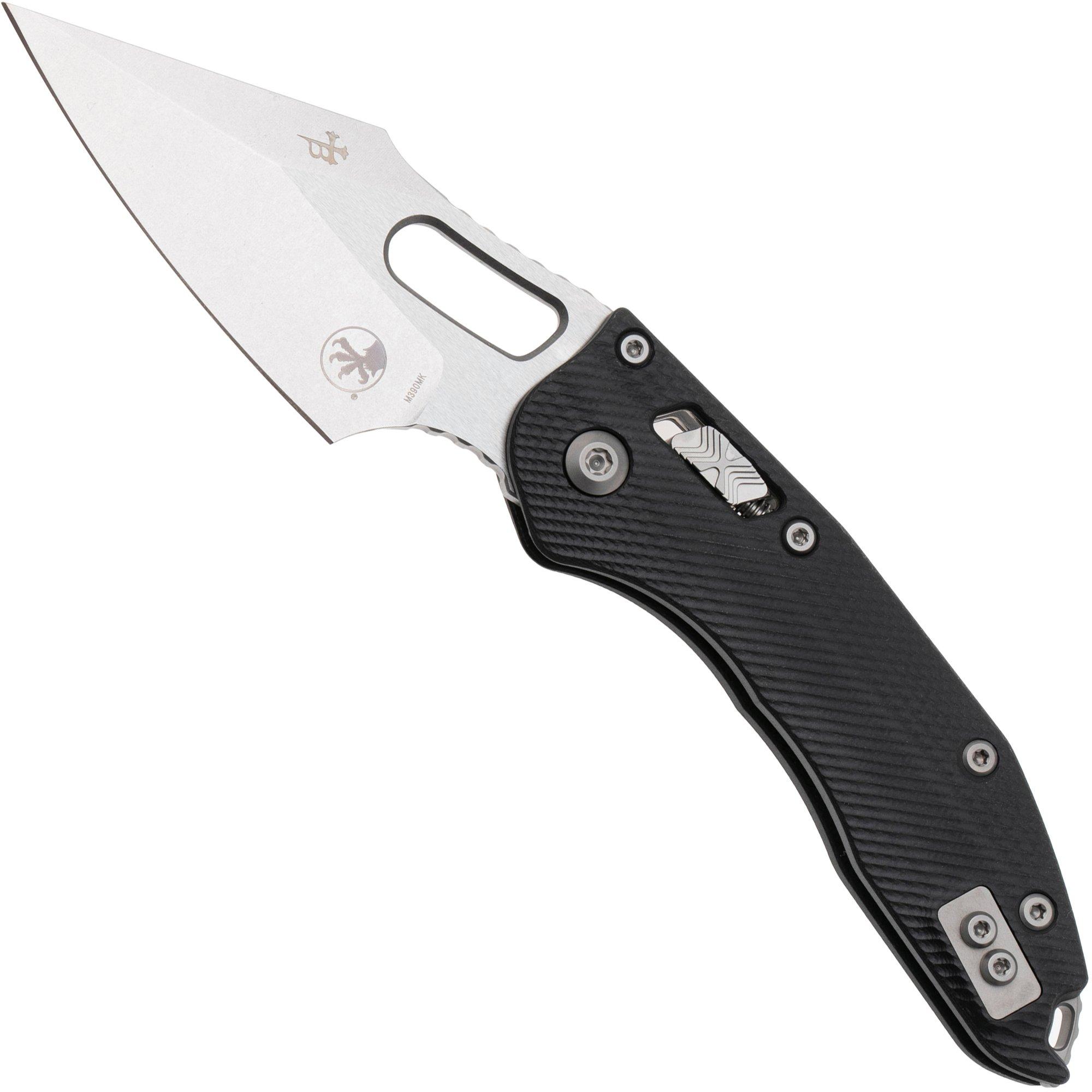 Microtech Stitch 169RL-10FLGTBK, Stonewashed M390MK, Fluted Black G10 pocket knife, Borka Blades design
