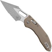 Microtech Stitch 169RL-11APFLGTTA, Apocalyptic Stonewashed M390MK, Fluted Tan G10, partial serrated zakmes, Borka Blades design