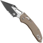 Microtech Stitch 169RL-2FLGTTA, Two Tone M390MK, Fluted Tan G10 partial serrated zakmes, Borka Blades design