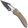 Image for Microtech Stitch 169RL-2FLGTTA, Two Tone M390MK, Fluted Tan G10 partially serrated pocket knife, Borka Blades design