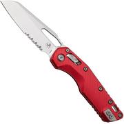 Microtech MSI Standard Issue 210-11FLRD, Stonewashed M390MK, Fluted Red Aluminum, couteau de poche semi dentelé