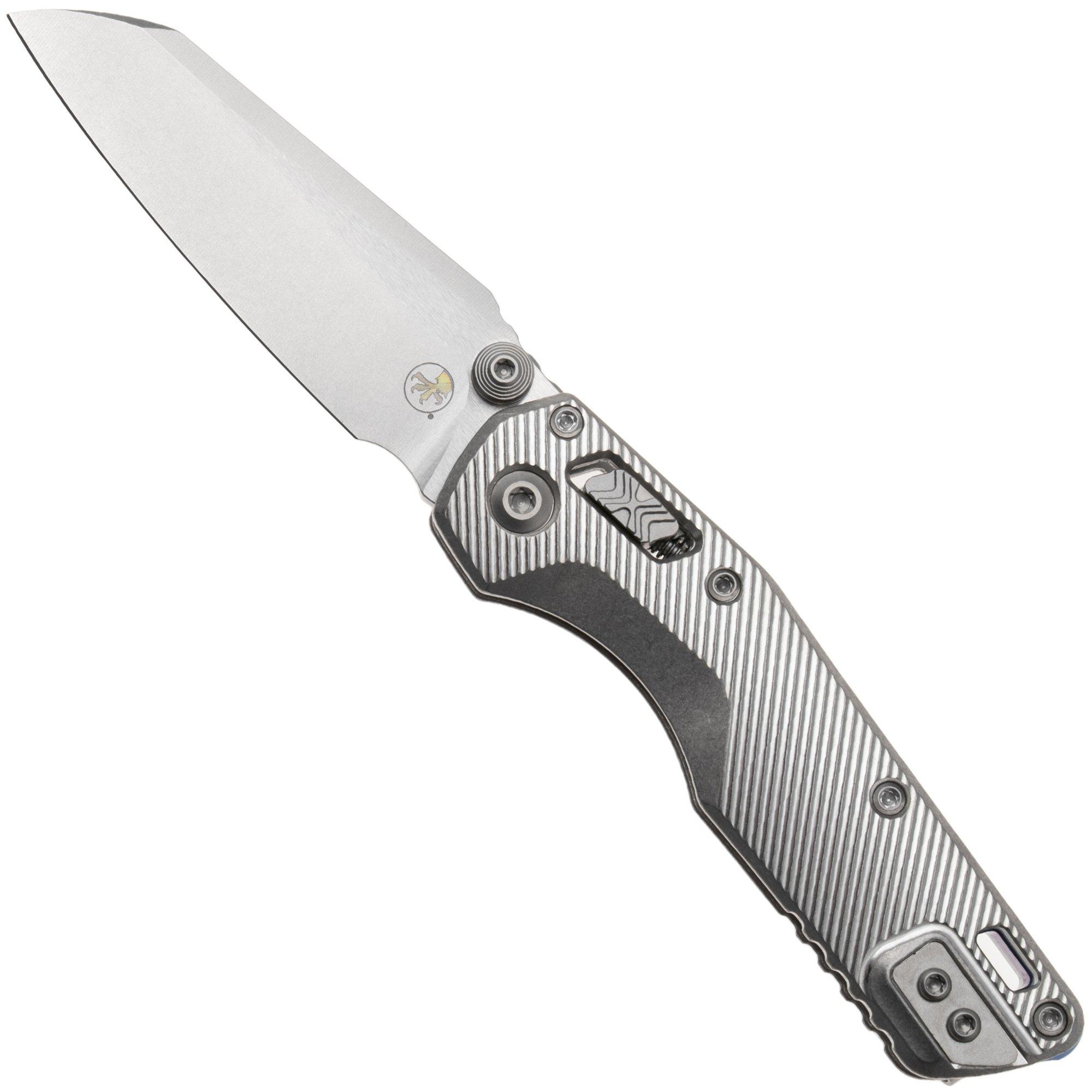 Microtech Marfione Select MSI Standard Issue Mini 210M-10FLMS3, Stonewashed M390MK, Fluted Titanium, Blue Accents, zakmes, Tony Marfione design
