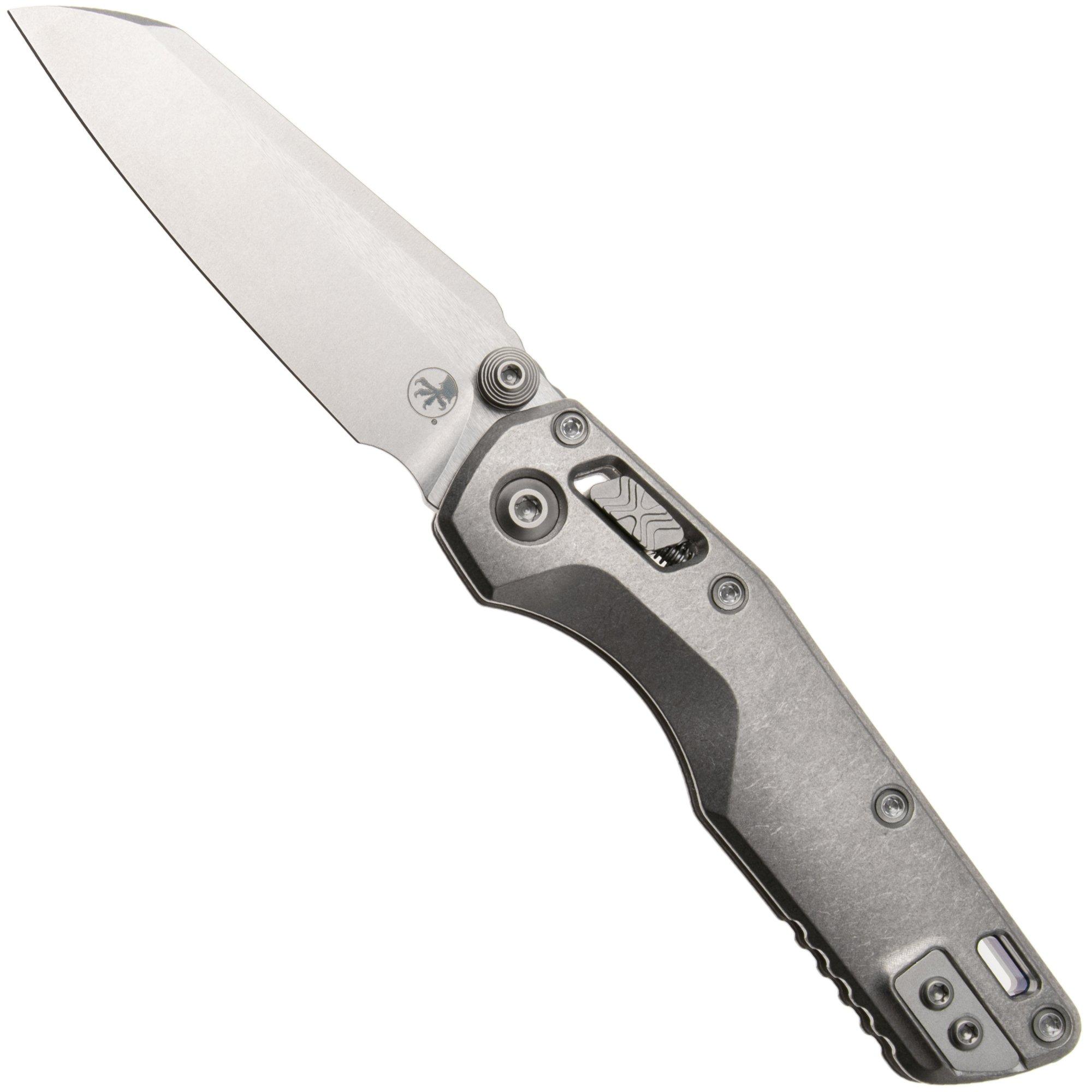 Microtech Marfione Select MSI Standard Issue Mini 210M-10MS3, Stonewashed M390MK, Slab Titanium, Blue Accents, zakmes, Tony Marfione design
