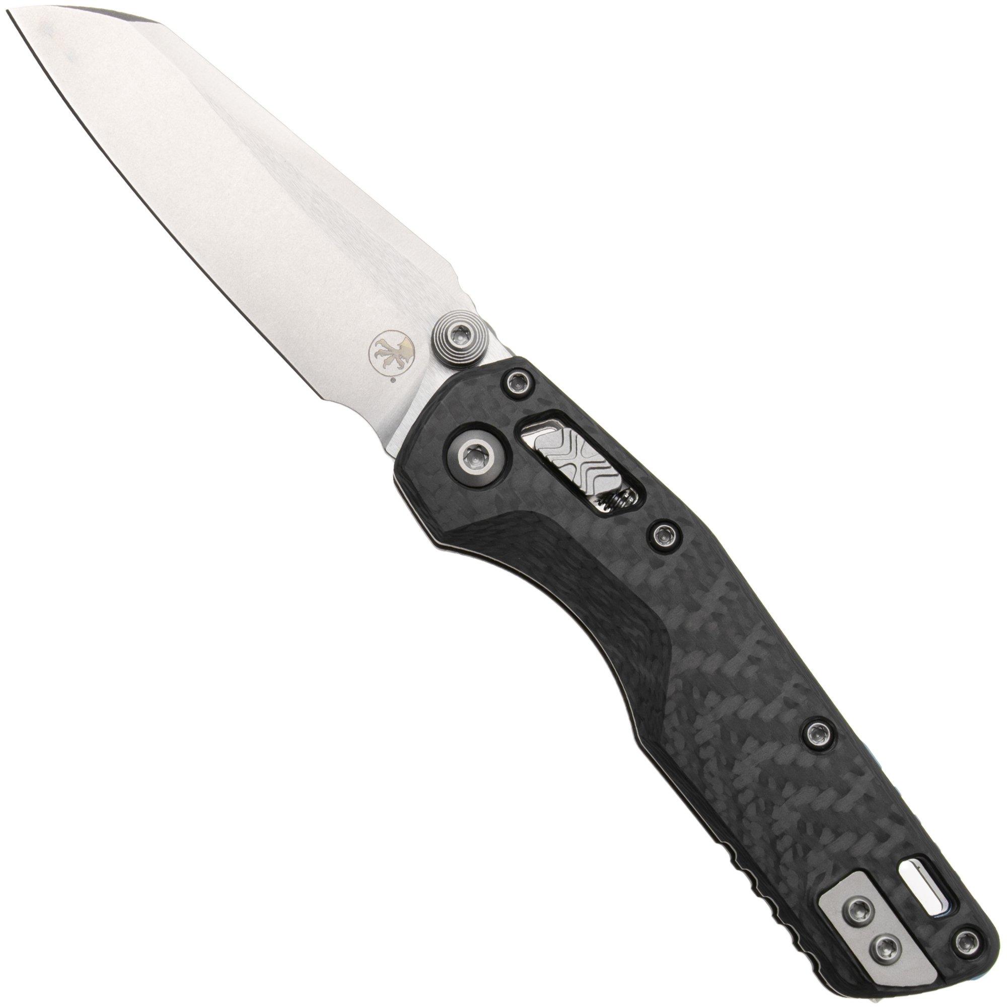 Microtech Marfione Select MSI Standard Issue Mini 210M-10MS9, Stonewashed M390MK, Slab Carbon Fibre, Blue Accents, zakmes, Tony Marfione design