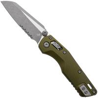 Afbeelding voor Microtech MSI Standard Issue Mini 210M-11APFLOD, Apocalyptic Stonewashed M390MK, Fluted OD Green Aluminium, deels gekarteld zakmes