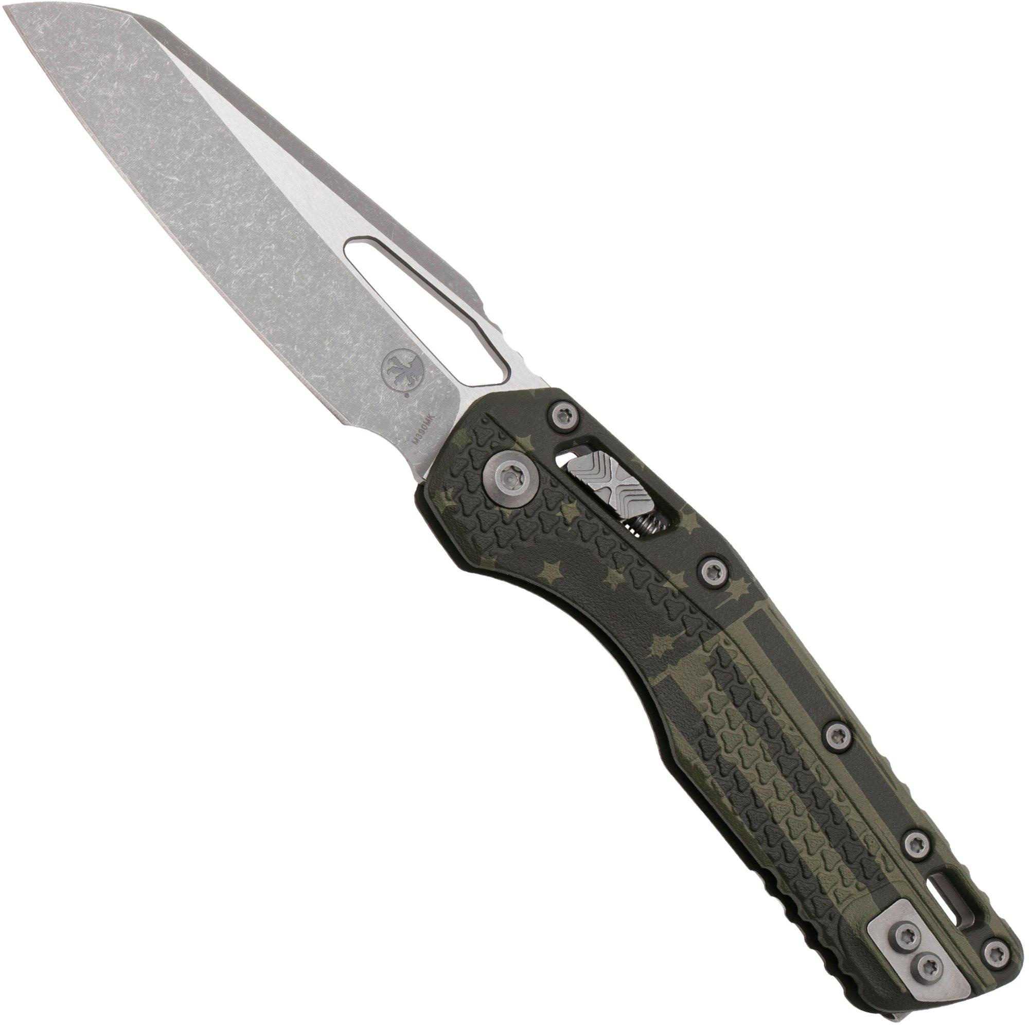 Microtech MSI Standard Issue 210T-10APPMODFLAG, Apocalyptic Stonewashed M390MK, OD-Green Polymer Flag pocket knife