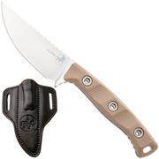 Afbeelding voor Microtech Akris 95-10DE-1, Stonewashed Böhler M390MK, Dark Earth G10, jachtmes, Dark Chocolate leren schede