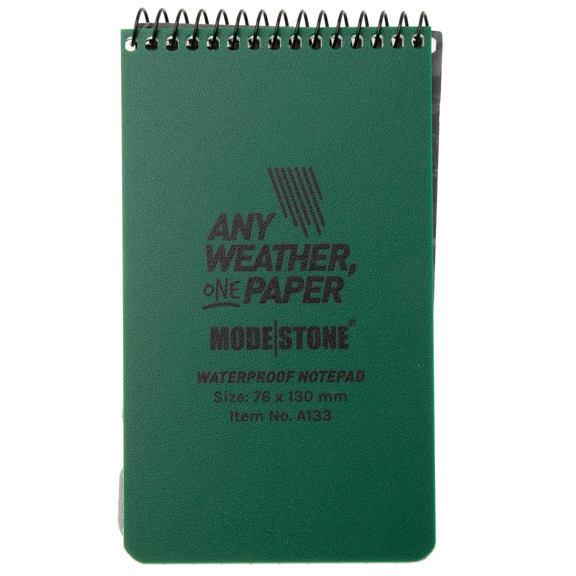Modestone A133 Waterproof Top Spiral Notebook, 76 × 130 mm, Green, notebook