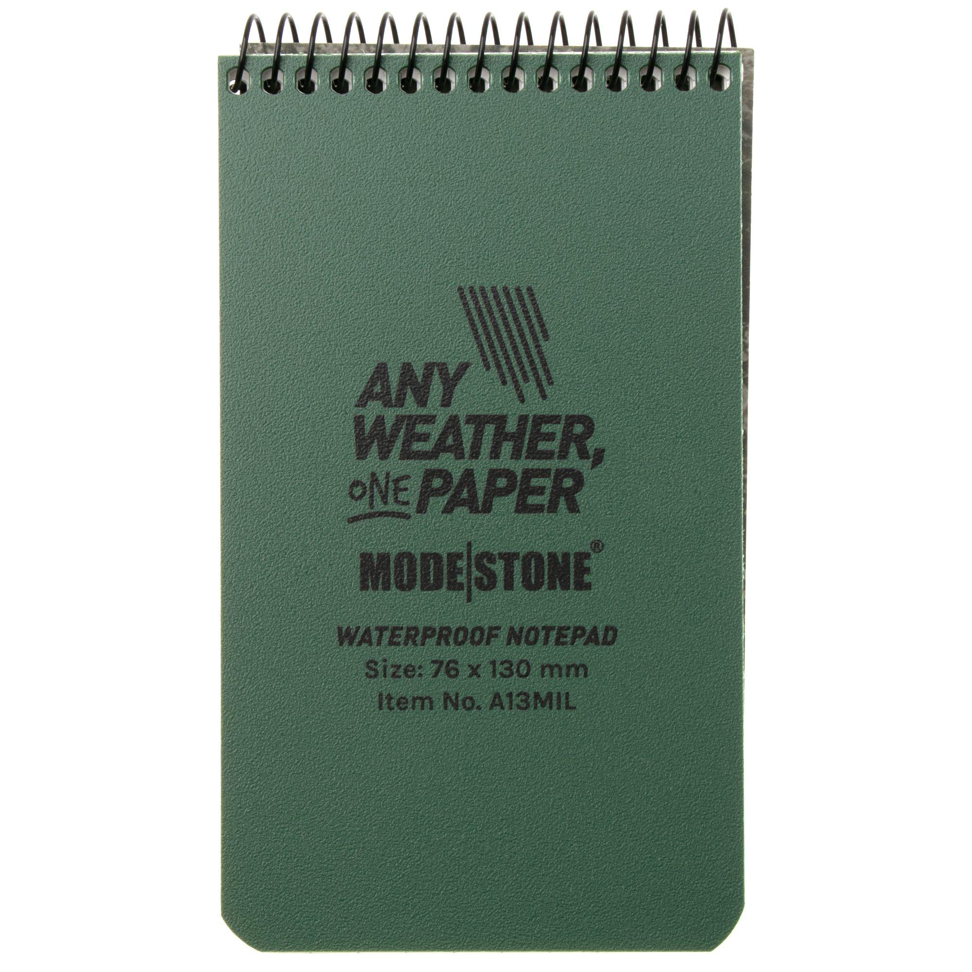 Modestone A13MIL Waterproof Top Spiral Military Notebook 76 x 130 mm, Olive, notebook