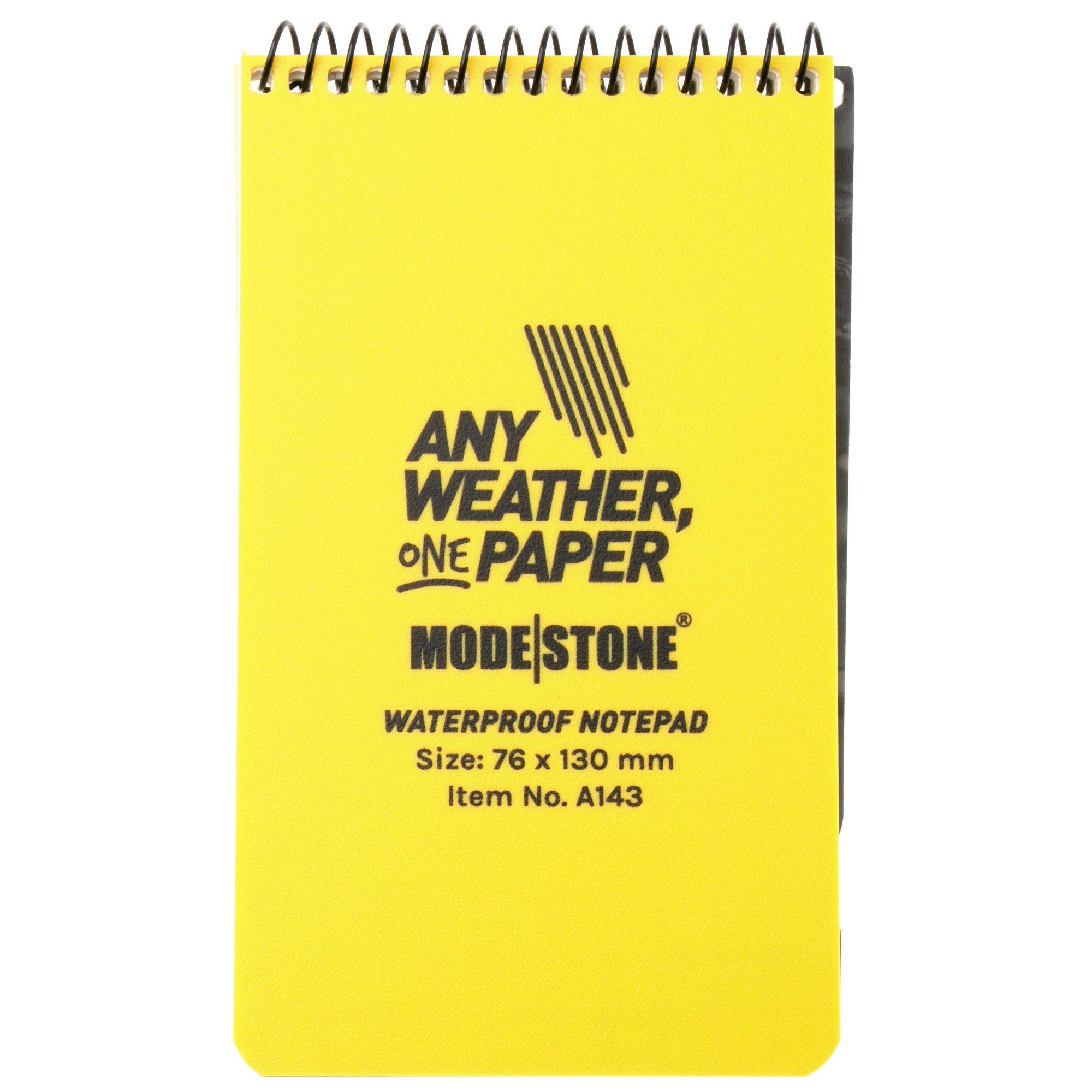 Modestone A143 Waterproof Top Spiral Notebook, 76 × 130 mm, Yellow, notebook