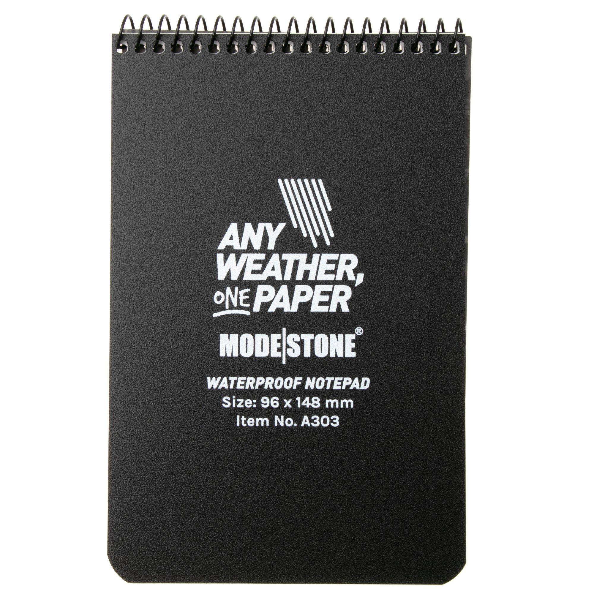 Modestone A303 Waterproof Top Spiral Notebook, 96 x 148 mm, Black, notebook