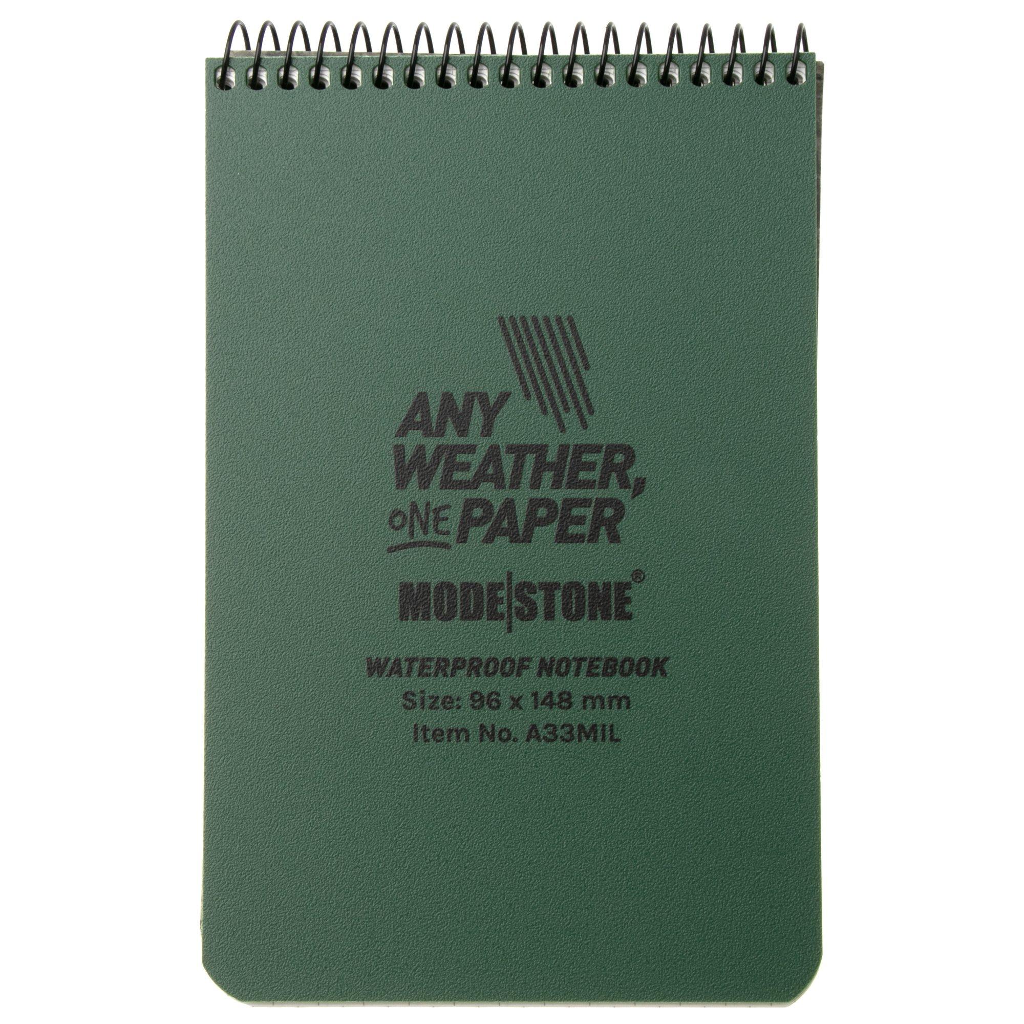 Modestone A33MIL Waterproof Top Spiral Military Notebook 96 x 148 mm, Olive, notebook