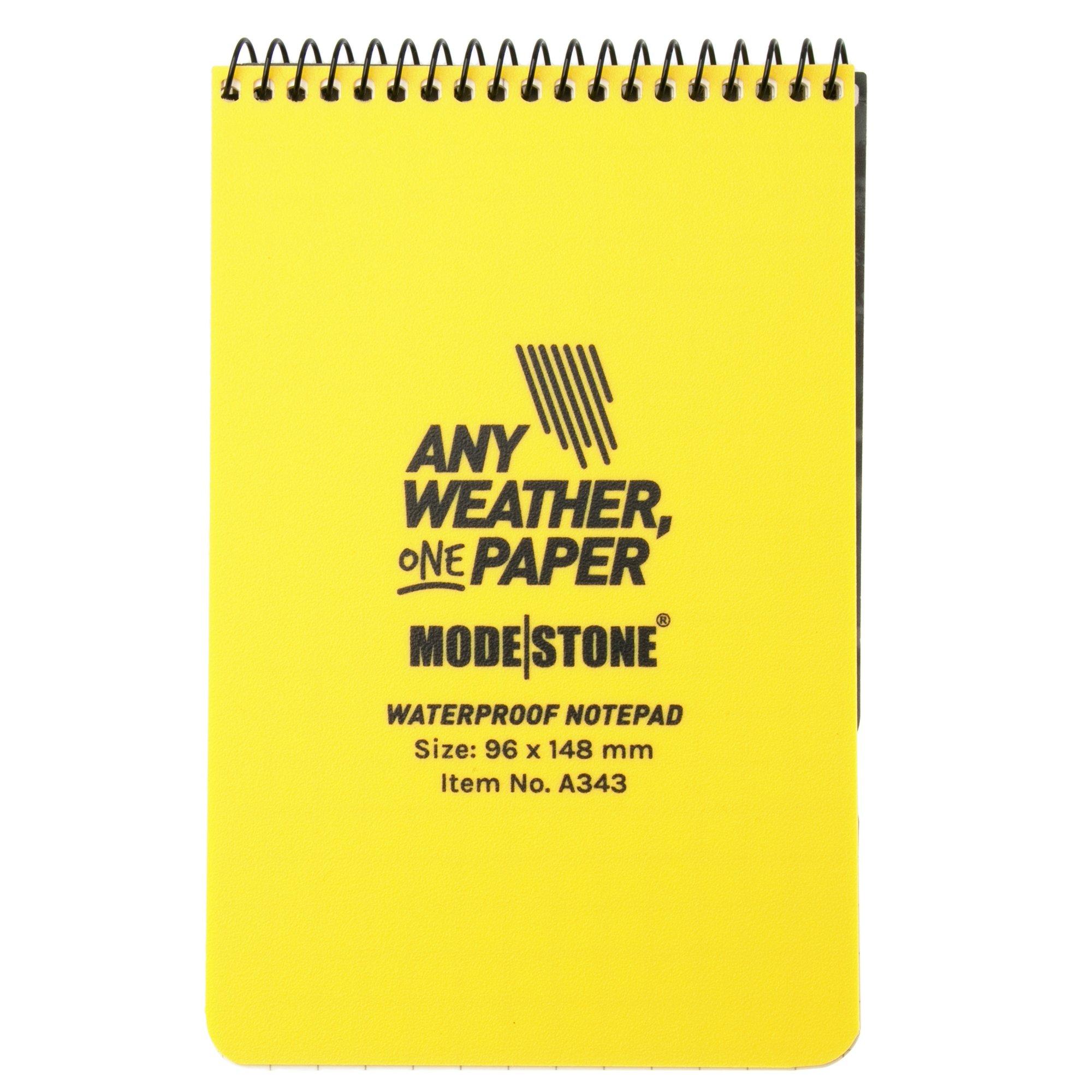 Modestone A343 Waterproof Top Spiral Notebook, 96 x 148 mm, Yellow, notebook