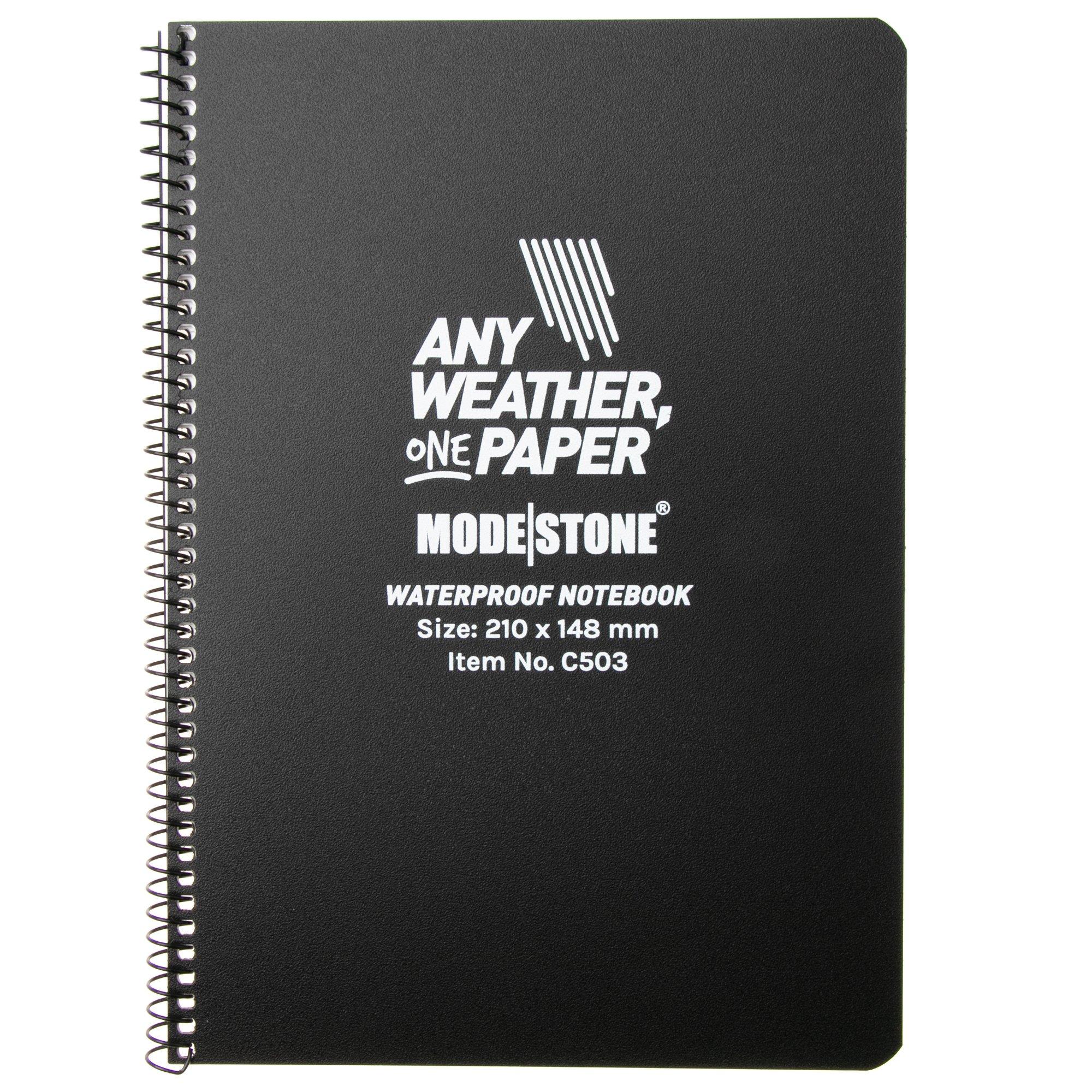 Modestone C503 Waterproof Side Spiral Notebook A5 Black, notebook