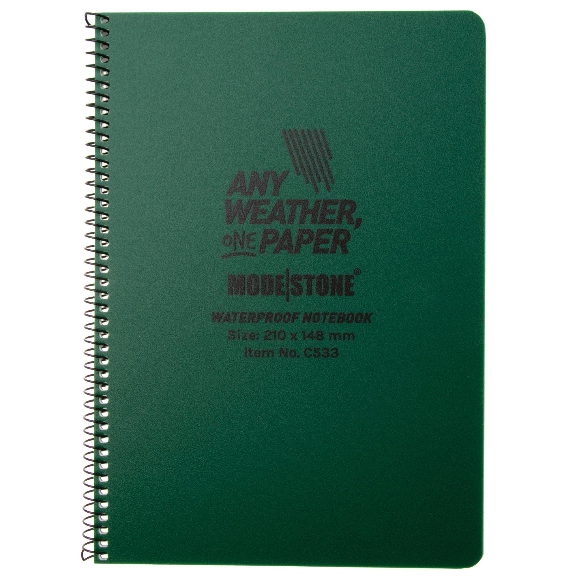 Modestone C533 Waterproof Side Spiral Notebook A5 Green, notebook