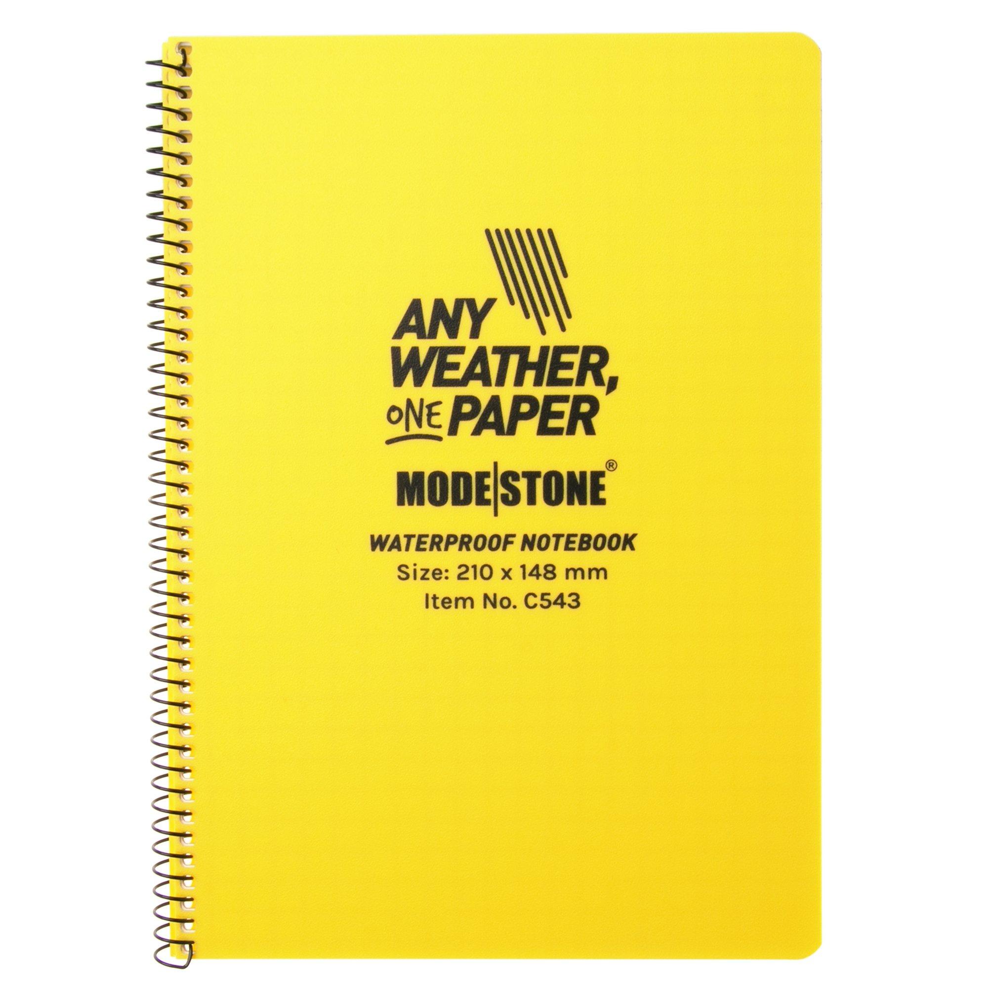 Modestone C543 Waterproof Side Spiral Notebook A5 Yellow, notebook