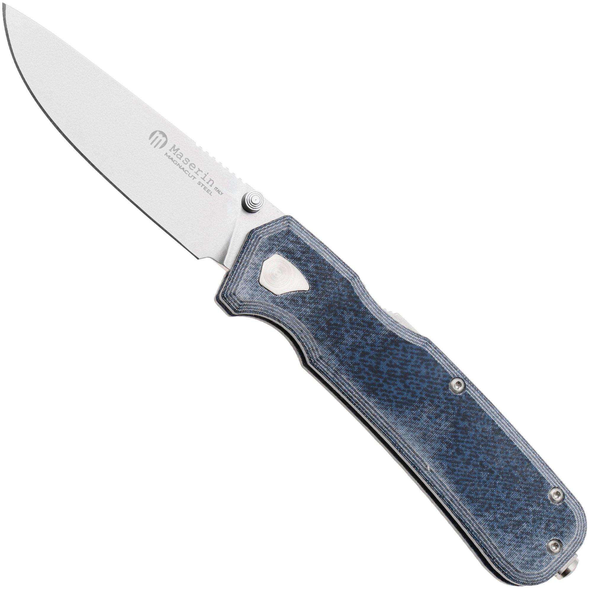 Maserin 630/MCJ Pulse Magnacut, Denim Jeans Micarta, pocket knife, Igor Bortolussi design