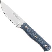 Maserin 915/MCJ Path, Stonewashed M390, Denim Jeans Micarta, vaststaand mes, Igor Bortolussi design