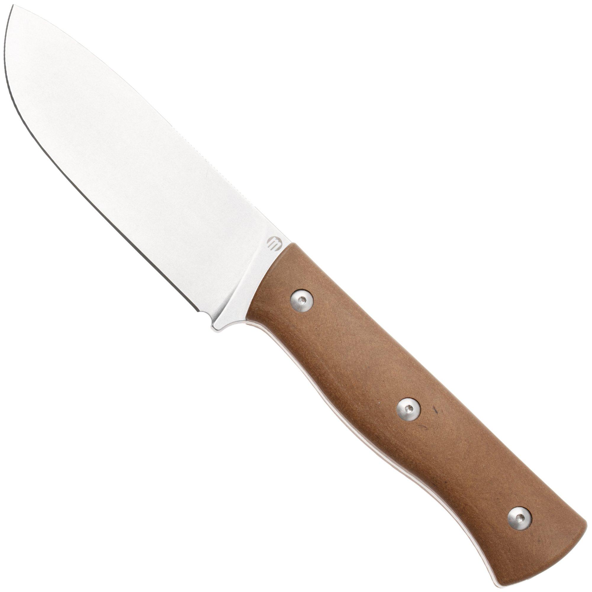 Maserin Woodsman 917/PM Stonewashed Nitro X7, Brown SolidPaper, fixed knife, Igor Bortolussi design