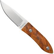 Maserin AM22, 923-RA Brown Poplar Burl, cuchillo fijo, diseño Atillio Morotti
