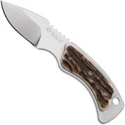 Maserin Mini Trapper 924-CV-2 Stonewashed Elmax, Stag Horn, Leather Sheath Restraining Strap, small fixed hunting knife