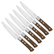Maserin TEGI 2500TG01-M Juego de cuchillos para carne de 6 piezas con bolsa de transporte, marrón