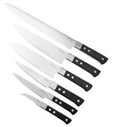 Maserin TEGI 2500TG02-N set de 6 couteaux de cuisine avec sac enroulable, noir