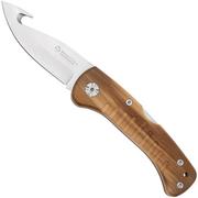 Nóż myśliwski składany Maserin 763 Skinner Olive Wood, Gut Hook