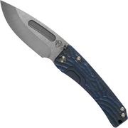 Medford Slim Midi Marauder S35VN Blue Bark Handle, Tumbled blade pocket knife
